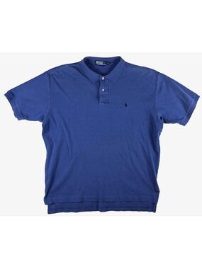 Vintage 90s Polo Ralph Lauren Mens XL Dusty Blue Polo Shirt Black Pony Sun Fade